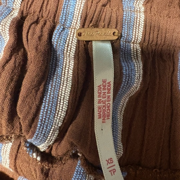 Free People came to play wide leg striped pants Brown Cream blue women’s size xs - Picture 4 of 7